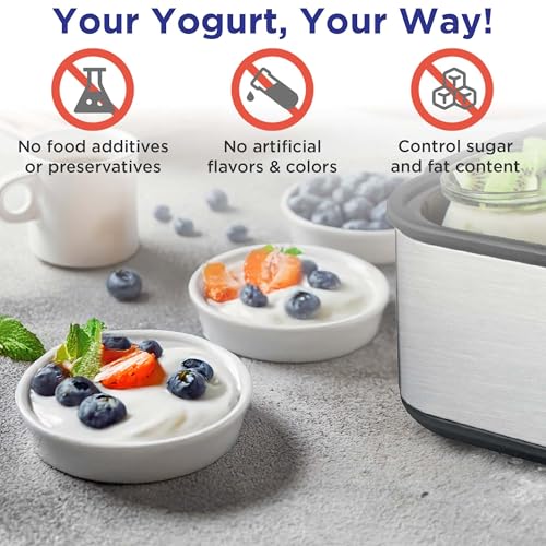 Culinary Chef Series MAGNAVOX HOME, Ultimate Probiotic Yogurt Maker with Adjustable Time & Temp Control - Make Trillions of Live Probiotics with 8 GLASS JARS - Greek Yogurt Maker