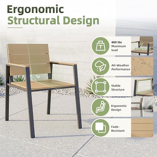 Outdoor Table and Chairs for 6 Aluminum Patio Dining Set with Umbrella Hole
