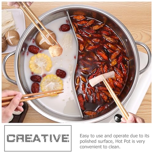 12.20 Inch Divided Hot Pot Stainless Steel Pan for Shabu Shabu Cooking Compatible with Induction and Gas Stoves Ideal for Family Gatherings