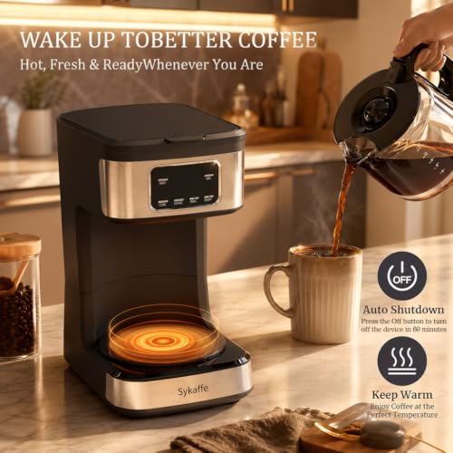 Sykaffe 12 Cup Programmable Coffee Maker,Drip Coffee Maker with 60oz Tank