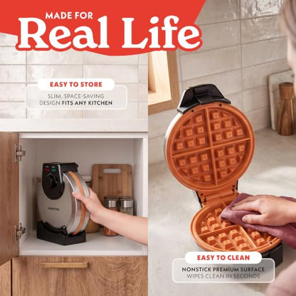 Gourmia Belgian Waffle Maker - Nonstick Cooking Plates, Stainless Steel
