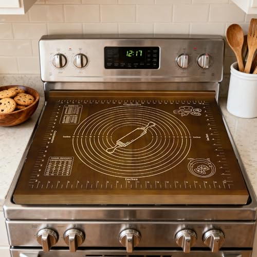 Kuabiz Wooden Pastry Board with Measurement 24'' x 20" Reversible Kneading Board with Side Lip and Engraved Ruler Bread Cutting Boards for Rolling Dough Baking Counter Top Kitchen (Brown)