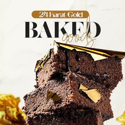 BeePoint 24K Edible Gold Foil Flakes - 30mg Gold Flakes for Cake Decorating, Baking, Cooking, Cupcakes, Chocolates, Drinks - Edible Gold Sheets