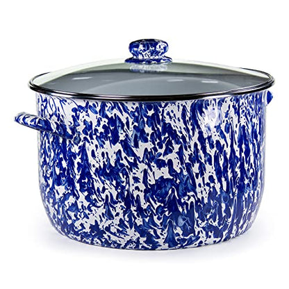 Golden Rabbit Enamelware Soup or Stock Pot, 18 quart, Cobalt Swirl