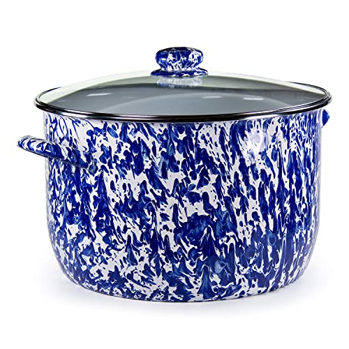 Golden Rabbit Enamelware Soup or Stock Pot, 18 quart, Cobalt Swirl