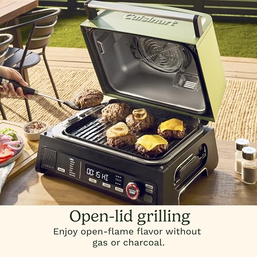 Cuisinart FlavorBoost™ 8-in-1 Outdoor Electric BBQ Grill & Portable Smoker, Air Fryer Grill Combo with Smart Probe, Smoke Drawer, 154 sq. in., Patio & Balcony Grill for Apartments, CEG-1302