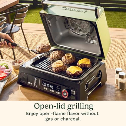 Cuisinart FlavorBoost™ 8-in-1 Outdoor Electric BBQ Grill & Portable Smoker, Air Fryer Grill Combo with Smart Probe, Smoke Drawer, 154 sq. in., Patio & Balcony Grill for Apartments, CEG-1302