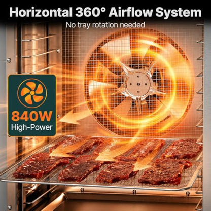 HOPERAN 14-Tray Food Dehydrator with 10 Presets, Stainless Steel, 840W