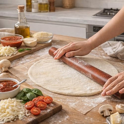 KinShare 17-inch Wood Rolling Pin, Non-Stick Rolling Pin for Baking, Natural Sapele Dough Roller for Pizza, Fondant, Pie, Cookie, Pastry, Essential Kitchen Tool