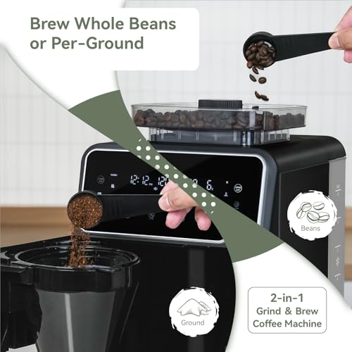 Gevi 10-Cup Grind & Brew Drip Coffee Maker with Built-In Burr Grinder
