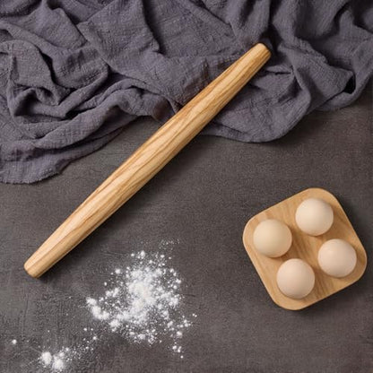 Olive Wood French Rolling Pin, 15 Inch Wooden Rolling Pin for Baking