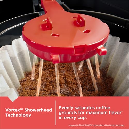 BLACK+DECKER CAFÉCRAFT 12-Cup Coffee Maker, One-Switch Drip Coffeemaker with Vortex Showerhead Technology, Sneak-A-Cup, Keep Warm Function, Stainless Steel