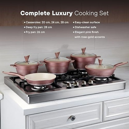 Kochstelle 13pcs Pots and Pans Set Nonstick, Marble Ceramic Coating Induction Cookware Set, Non Stick Kitchen Cooking Set with Frying Pans, Saucepans & Utensils, PFOA & PFOS Free
