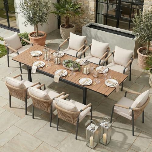 SUNSITT 9 Piece Outdoor Patio Dining Set w/63-105" Expandable Table