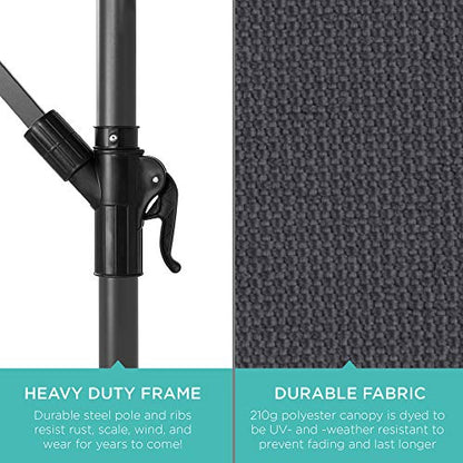 Best Choice Products 10ft Offset Hanging Market Patio Umbrella w/Easy Tilt Adjustment, Polyester Shade, 8 Ribs for Backyard, Poolside, Lawn and Garden - Gray