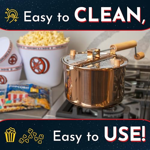 Original Whirley Pop Popcorn Machine – 3-Minute Stovetop Popcorn Maker for Home Movie Snacks & Game Night – Wabash Valley Farms – Aluminum Pot With Nylon Gears – (Silver)