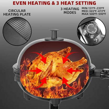 Electric Grill Outdoor/Indoor,Portable BBQ Grill with Nonstick Surface