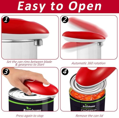 Electric Can Opener, One Touch Hand Free Tin Opener Electric Can Openers for Arthritis Hands Can Openers with One Touch Switch Kitchen Old Man Restaurant Chef's Best Choice-Powerful Safe & Easy