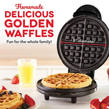 Dash Express Waffle Maker -Electric Waffle Maker for Creative Homemade Treats - Dual Nonstick Cooking Surfaces, Easy Food Release & Quick Cleanup - Compact, Space-Saving Design - 8 Inches - Black
