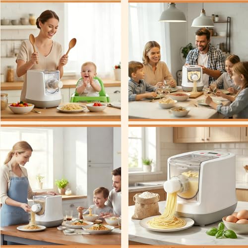 Electric Pasta Maker, Automatic Pasta Maker Machine, Comes with 13 Types Shapes & 650g Flour Large Capacity, Electric Noodle Machine for Spaghetti, Fettucine and Macaroni, Easy to Clean