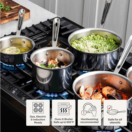 All-Clad D3® Stainless Steel 2 Quart Sauce Pan With Lid- Made in the USA- The Original Bonded Professional Cookware- Oven Safe & Induction Compatible