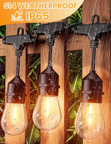 Svater Outdoor Led String Lights 25 FT, Patio Lights for Outside with 9pcs S14 Shatterproof Bulbs, 1 Watt E26 Dimmable, IP65 Waterproof, Commercial Grade Bistro Light 2700K Warm White