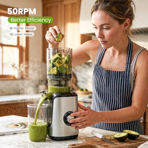 KMFurnila Juicer Machines, Electric Slow Masticating Cold Press Juicer