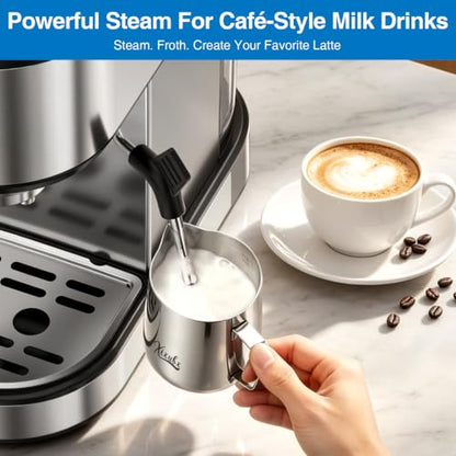 XIXUBX 20 Bar Espresso Machine with Milk Frother, Touchscreen, Silver
