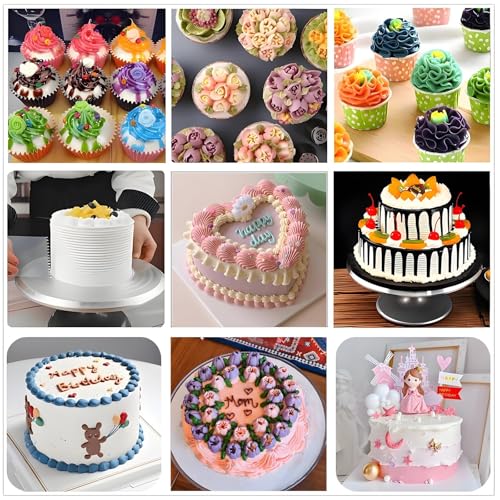 YOQXHY Cake Decorating Kit, 357 Pcs Baking Supplies Tools with Aluminium Cake Turntable, Leveler, 50 Icing Tips, 8 Russian+Ball Tips, 2 Spatulas, 3 Scrapers, 102 Pastry Bags, 109 Cupcake Liners & More