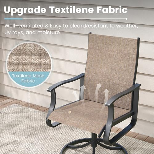 VONZOY 7 Pieces Patio Dining Set, Patio Outdoor Furniture Set of 6 Patio Swivel Dining Chairs and Patio Spliced Rectangular Tabletop with Umbrella Hole, for Deck, Backyard, Poolside & Garden