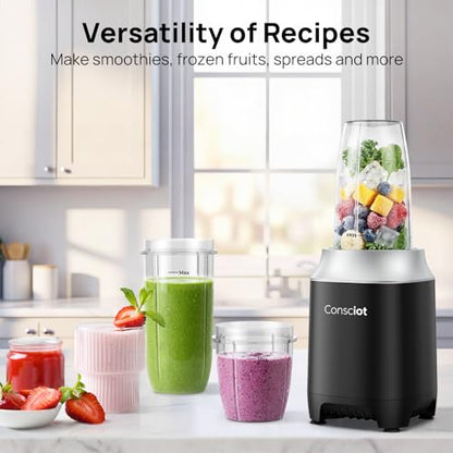 Consciot CB10 11Pcs Personal and Countertop Blender Combo, 900 Peak Watts