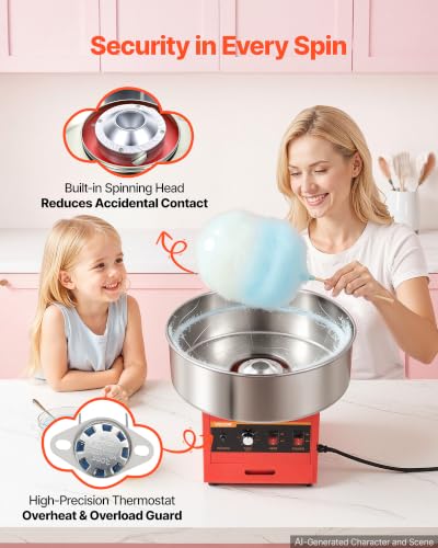 VEVOR Commercial Cotton Candy Machine, 1000W Electric Candy Floss Maker