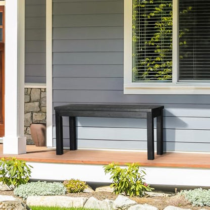 VINGLI Outdoor Wooden Bench, 40” Porch Bench Outdoor Backless Garden Bench, Small Outdoor Bench for Deck Patio Entryway (Black, 40in)
