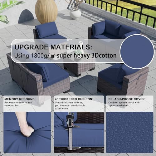 Kullavik 9PCS Outdoor Patio Furniture Set PE Wicker Rattan Sectional Sofa