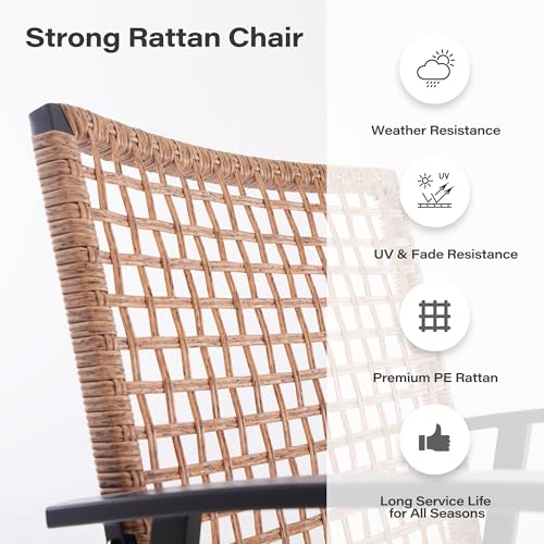LAUSAINT HOME 7 Pieces Patio Dining Set, Outdoor Furniture Set of 6 Chairs with Soft Cushion and Iron Slats Table Top with Umbrella Hole, Conversation Set for Backyard, Garden and Poolside