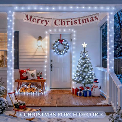 JMEXSUSS 2 Pack Solar String Lights Outdoor Waterproof, Each 33FT 100 LED Solar Fairy Lights Outdoor, 8 Modes White Christmas Light for Outside Yard Tree Patio Garden Wedding Christmas Decorations