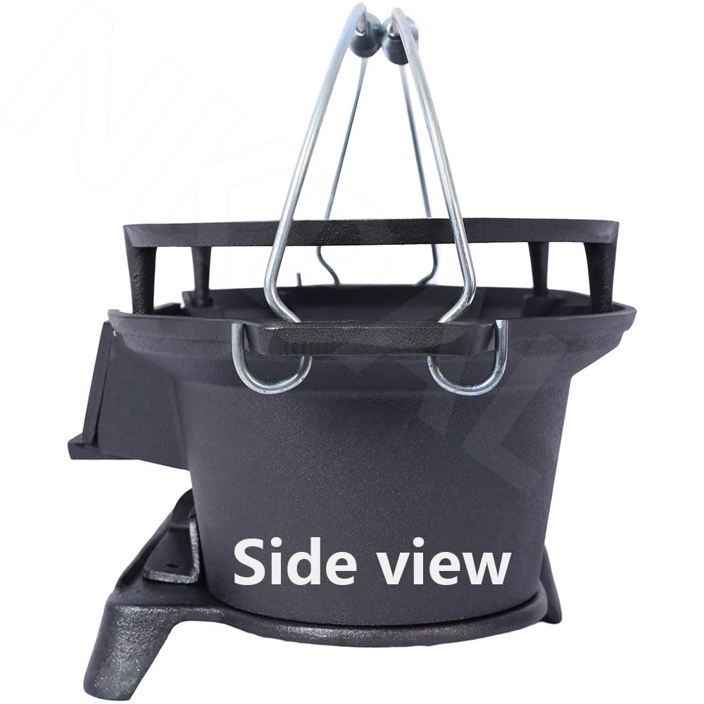 Outdoor Cast Iron Hibachi Grill & Skillet Combo, Premium Portable Hibachi Charcoal Grill, Bbq Cooker for Camping, Tailgating & Patio Grilling, Compact Tabletop Skillet, Must Haves 2025 (Oval)