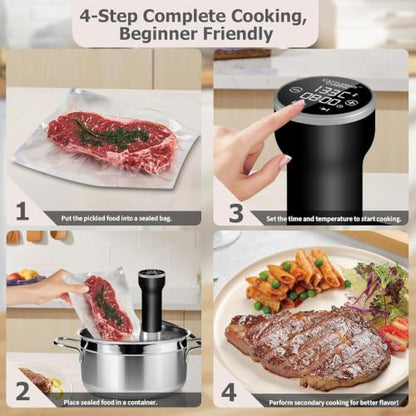CATTLEMAN Sous Vide Machine WiFi, IPX7 Immersion Circulator, 1000W