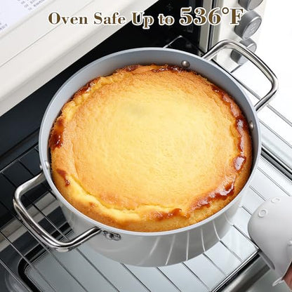 Zalnuuk Ceramic 5 Qt Nonstick Stock Pot with Lid, Soup Pot, Easy to Clean Non Stick Pasta Pot, PFOA PFAS PTFE Free, White