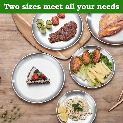 Funnydin 6Pcs Pizza Pan for Oven - 10 & 8 Inch Pizza Pan Set, Stainless Steel Pizza Tray, Non-Toxic Round Pizza Plate for Baking, Party & Picnic Use, Dishwasher Safe