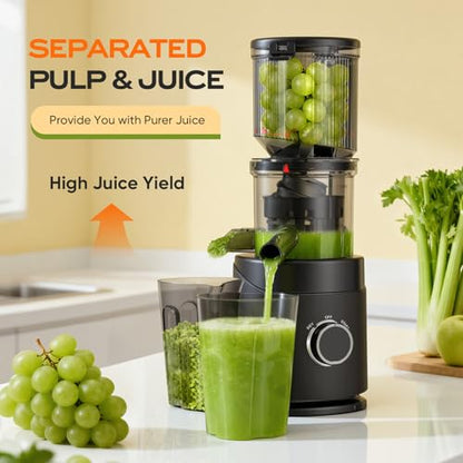 Juicer Machines, Cold Press Juicer for Leafy Greens, Fruits & Vegetables, 150W Slow Masticating Juicers, High Juice Yield, Easy to Clean