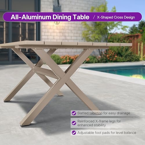 PURPLE LEAF Patio Dining Set for 6 Ergonomic Backrest & Cushion, Champagne