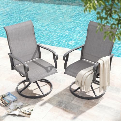 NUU GARDEN 2-Piece Patio Swivel Chairs, Swivel Dining Set, Light Gray