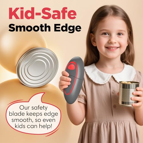 Electric Can Opener Fits Almost All Can Sizes for Seniors with Arthritis, Hand Held Battery Operated Can Opener with Smooth Edge, Food Safe Kitchen Gadgets Automatic Can Opener for Kitchen