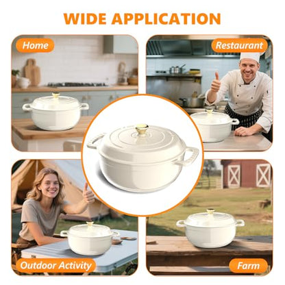Bonnlo 7.5QT Round Dutch Oven, Enameled Cast Iron Dutch Oven Pot with Lid & Dual Handles, Oven Safe Up to 500° F, for Sourdough, Bread Baking, Stews and Roasting, White