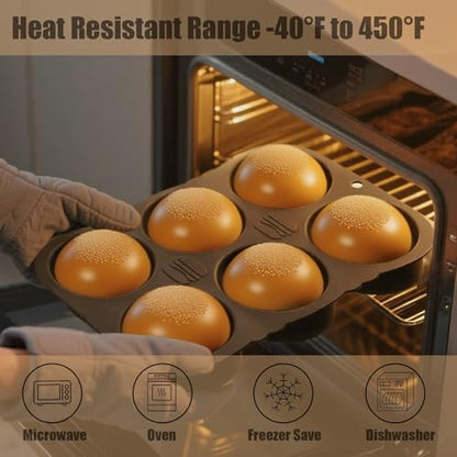 3 PCS Silicone Hamburger Bun Pan and Baguette Pan Set, Non-stick French Bread Baking Mold, 4 Wave French Bread Baking Tray,6 Cup Hamburger Bun Mold with Scraper for Homemade Bread Loaf Sandwich