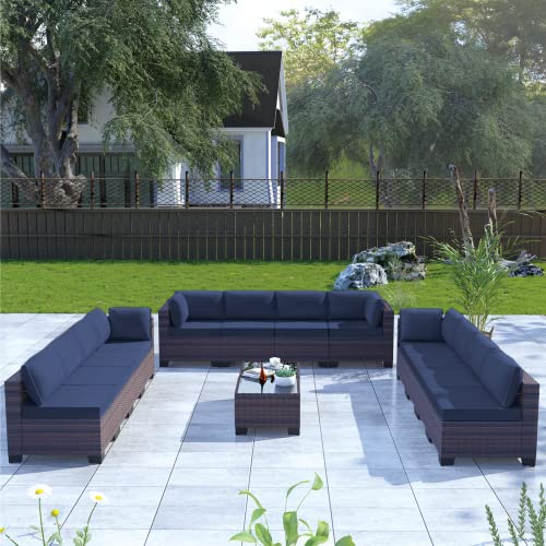 Kullavik 14 Piece Patio Furniture Set, Outdoor Wicker Sectional Sofa