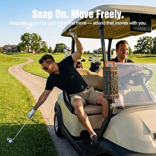 KROCX TRAVOR Magnetic Bluetooth Speaker, 45W Rugged All-Aluminum Outdoor Portable Speaker, BassUp, IP68 Waterproof Wireless Speaker for Golf Cart, Camping, Beach, TWS, 25H Playtime, Meteorite Gray