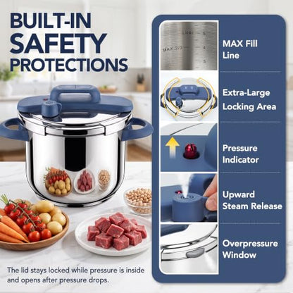 MICHELANGELO 4.2QT Stainless Steel Stovetop Pressure Cooker Set