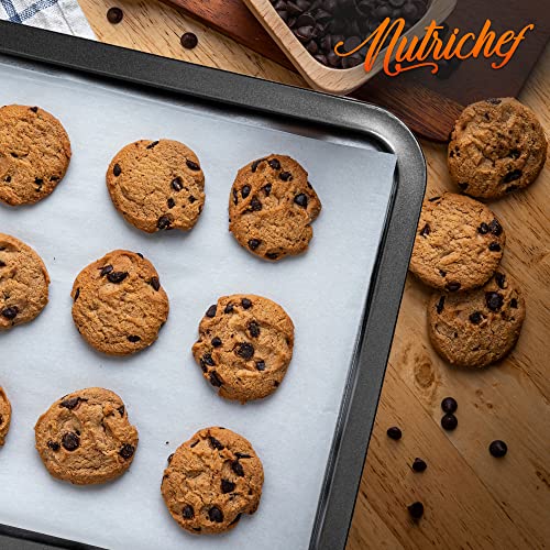 Nutrichef Large Cookie Sheet, Nonstick Gray Silicone Coating, Easy Clean & Durable Baking Sheet, Commercial Grade Oven Pan, Stackable Tray Design, Dishwasher Safe, PFOA, PFOS, PTFE Free, 17" x 11.5"